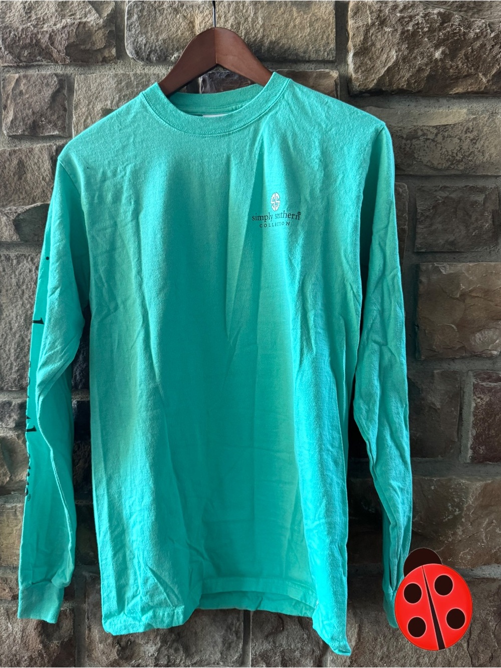 Simply Southern Women’s Long Sleeve Tee in sea foam green.